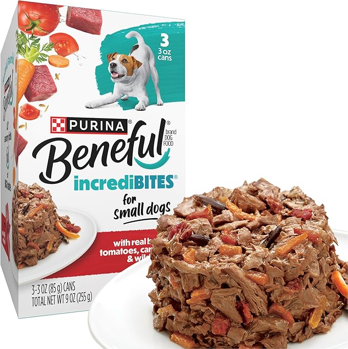 Purina Beneful Small Breed Wet Dog Food With Gravy, IncrediBites with Real Beef - (8 Packs of 3) 3 oz. Cans