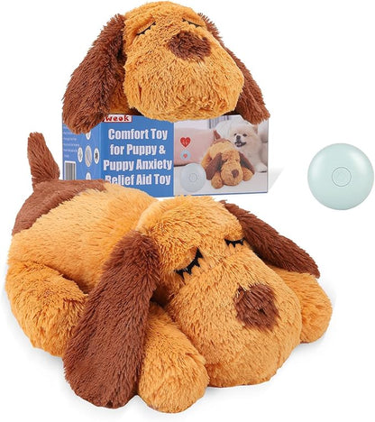 WEOK Heartbeat Puppy Toy, Comfort Cuddler Pillow, Dog Anxiety Relief Calming Aid,Heartbeat Stuffed Toy for Dogs,Puppy Heartbeat Toy Sleep Aid,Dog Heartbeat Toy for Pet