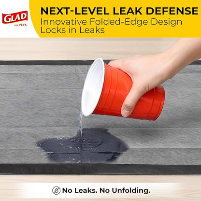 Glad for Pets Extra Large Charcoal Dog Training Pads, Absorbent Leak Proof Pee Pads for Dogs and Puppies, Odor Control Potty Pads with Activated Carbon, 28 x 30 Inches, 30 Count