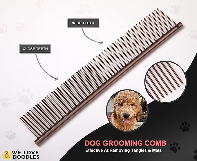 Dog Grooming Scissors Kit - Best Tools for Goldendoodles & Poodles - Straight, Curved & Thinning Shears - Professional Grade Stainless Steel, 4 Pc Set [We Love Doodles]