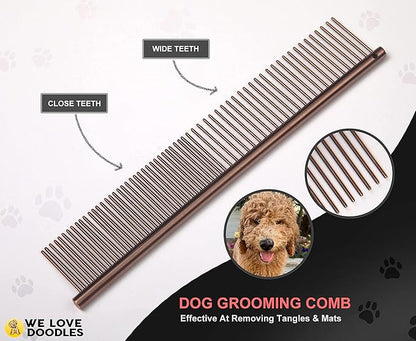 Dog Grooming Scissors Kit - Best Tools for Goldendoodles & Poodles - Straight, Curved & Thinning Shears - Professional Grade Stainless Steel, 4 Pc Set [We Love Doodles]