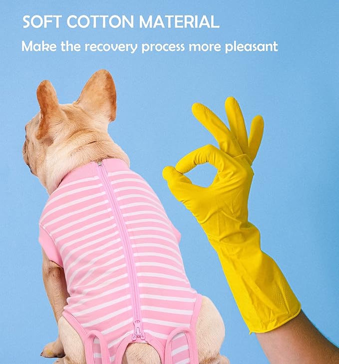 Dog Recovery Suit Female,Pink Large Spay Surgery Recovery Shirt,Pink-White Striped L
