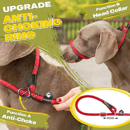 Fida Durable Slip Lead Dog Leash, 6 FT x 1/2" Heavy Duty Comfortable Strong Rope Slip Lead for Large, Medium Dogs, No Pull Pet Training Leash with Highly Reflective, Red