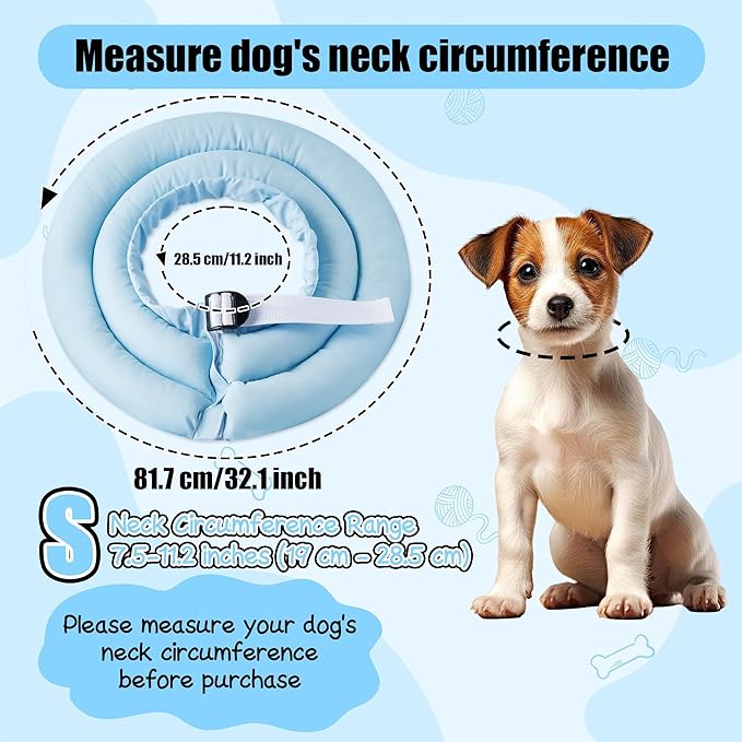 Soft Dog Cone Collar - Adjustable Recovery Cone for Small Dogs After Surgery to Stop Licking, Waterproof Elizabethan Protective Neck Donut Collar Alternative for Pet Cat Puppy (Blue, S)