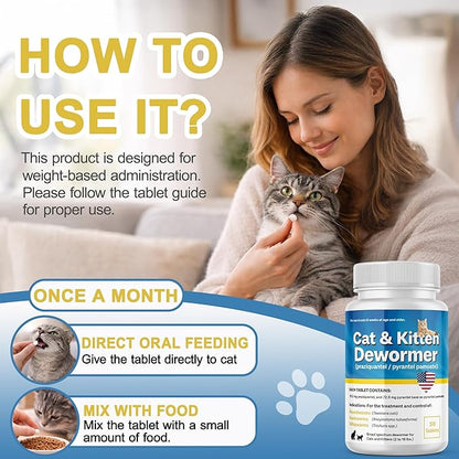 Praziquantel & Pyrantel Pamoate for All Wormers, Tapeworms, Hookworms, Roundworms, 50 Tablets