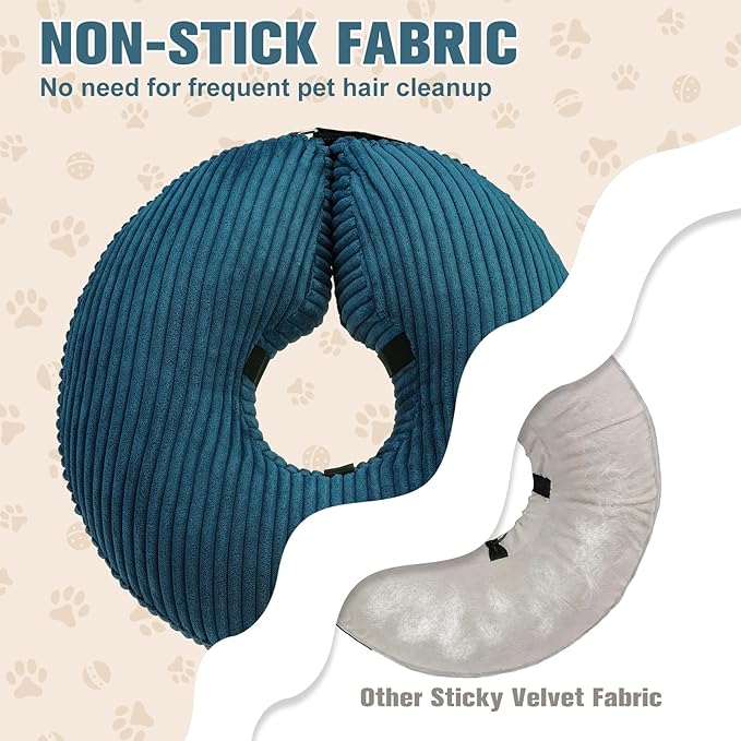 BINGPET Inflatable Dog Cone Collar Alternative After Surgery,Soft Recovery Cone for Dogs to Stop Licking,Dogs Blow up Protective Neck Donut ECollars Adjustable for Large Medium Small Pet, Navy Blue L