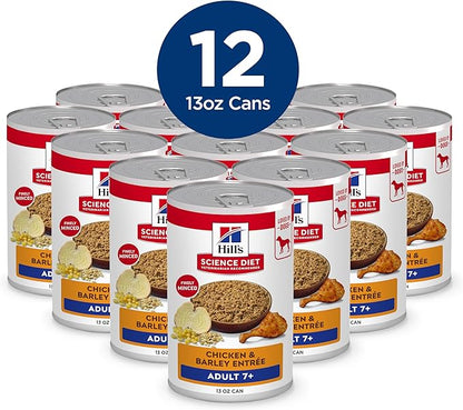 Hill's Science Diet Adult 7+ Wet Dog Food, Chicken & Barley, 13 oz. Cans, 12-Pack