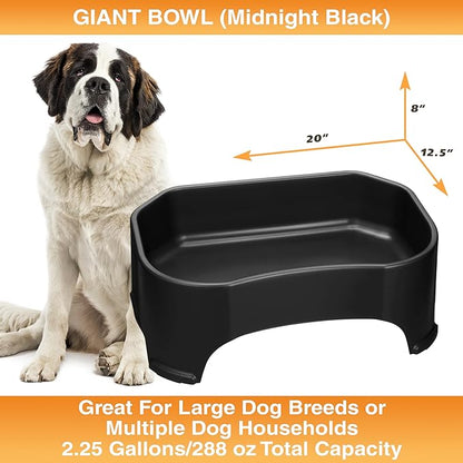 Neater Pet Brands Extra Large Water Bowl for Dogs, Outdoor Dog Water Bowl (2.25 Gallon XL Capacity), Big Trough Style Food Dish for Indoors or Outside, No Spill Large Dog Bowls, Midnight Black