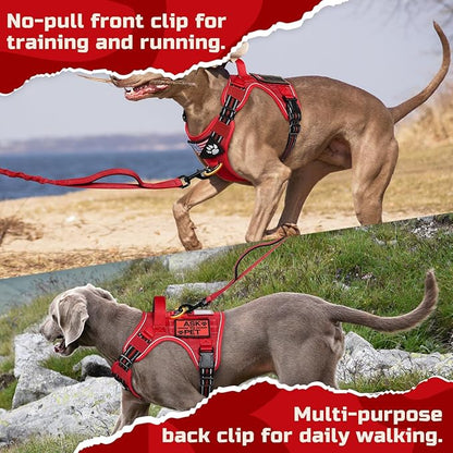 rabbitgoo Tactical Dog Harness Medium Sized Dog, No Pull Military Service Vest with Handle & Molle, Easy Control for Training Walking, Adjustable Reflective Straps, Red, M