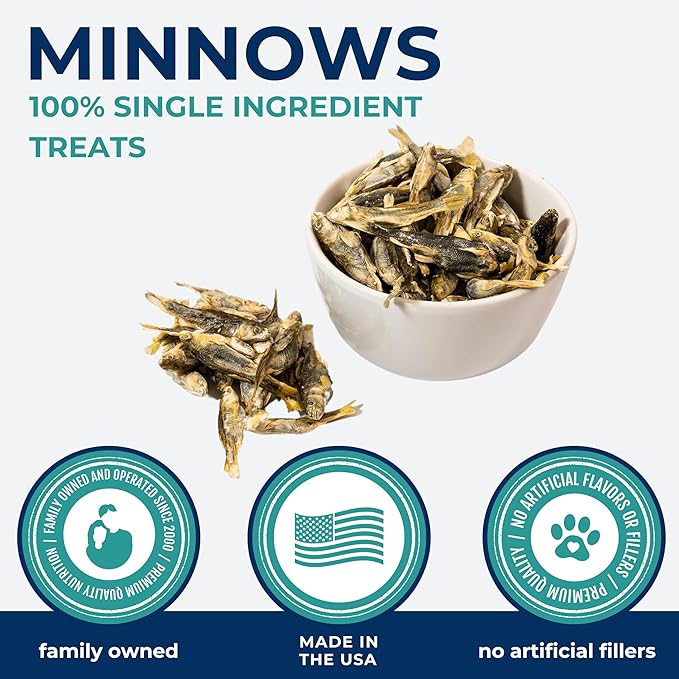 Momentum Carnivore Nutrition Freeze-Dried Minnows Dog Treats & Cat Treats – Single-Ingredient, High-Protein, Grain-Free, Natural Whole-Fish Treat – Made in USA – 2 oz Bag