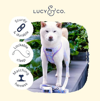 Lucy & Co. Designer Dog Leash - Pet Accessories - Thick Dog Leash - Padded Handle for Comfort - Among The Wildflowers - 5 Foot (Purple Floral, Small)