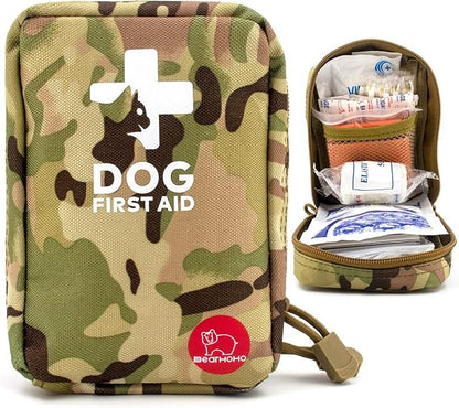 Portable Dog First Aid Kit 72 PCS Medical Supplies with Thermometer Emergency Blanket Splint Pet Emergency Bag for Camping Walking Cycling Car Hiking