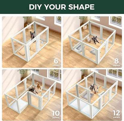FXW AuraSpace Acrylic Indoor Dog Playpen for Small and Medium Dogs, 30 Inch, 10 Panels, White
