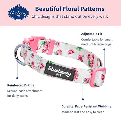 Cherry Garden Dog Collar with Dainty Flowers