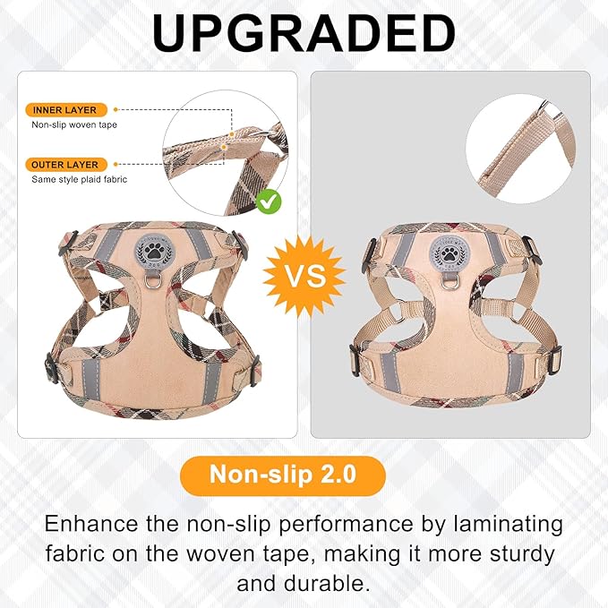 BEAUTYZOO Step in Dog Harness Collar and Leash Set for Small Medium Large Dogs, No Pull No Choke Puppy Harness, Soft Mesh Reflective Pet Padded Vest Adjustable for Doggie Girl or Boy,French Bulldog