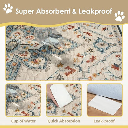 SCLOSE Washable Pee Pad for Dogs Extra Large, 72" x 72" Reusable Puppy Pads Waterproof Dog Rugs, Super Absorbent, Leakproof, Dog Crate Pad, Playpen Mat, Whelping Pads, White Medallion
