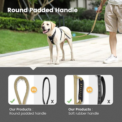 IOKHEIRA Multifunctional Dog Leash - 4-6 FT Strong Bungee, Car Seatbelt Compatible, Army Green