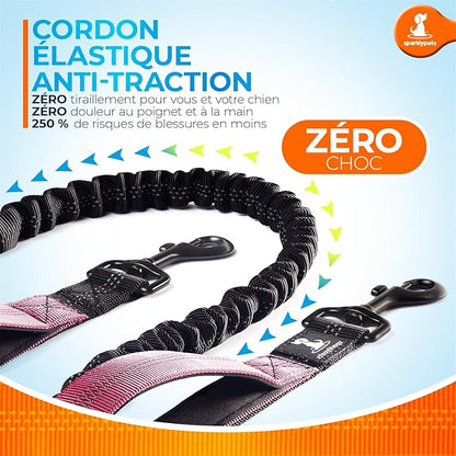 SparklyPets - Hands Free Dog Leash with Reflective Stitches - Waist Leash for Dog Walking, Hiking, Training, Jogging, Canicross, Running - for Medium & Large Breeds