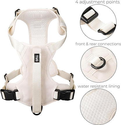 TUG Grab Dog Harness | Integrated Traffic Leash Magnetically Attached for Quick Control (Small/Cream)
