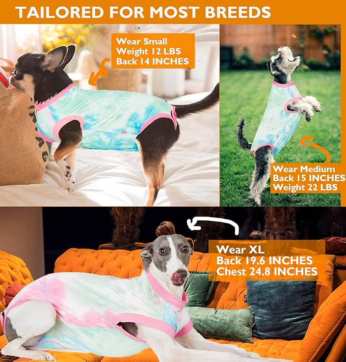 Recovery Suit for Dogs,Dog Cone Alternative Zipper Surgery Suit Female Spay,Soft Dog Surgery Suit for Anti Licking,Breathable Surgical Suit for Dogs Female Spay