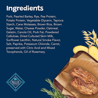 Blue Buffalo Sizzlers Natural Soft Dog Treats, Bacon-Style Soft-Moist Dog Treats with Real USA Pork, Original Flavor, 6-oz Bag