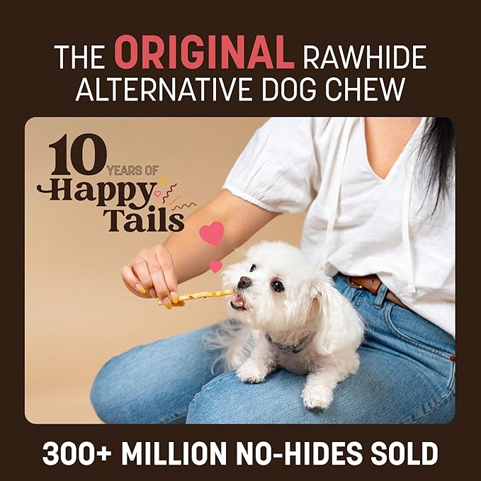 Earth Animal No-Hide Stix Strawberries & Cream Vegetarian Recipe Natural Rawhide Alternative Dog & Cat Chews, 20 Pack Value Pack