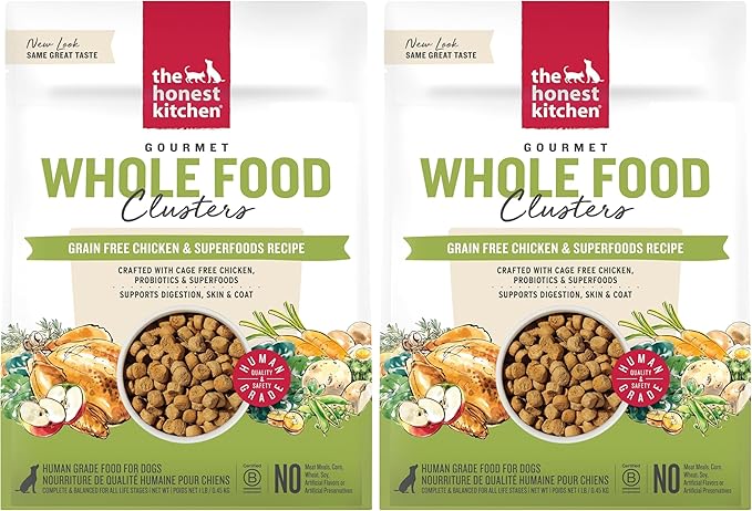 The Honest Kitchen Whole Food Clusters Grain Free Chicken Dry Dog Food, 1 lb Trial Pouch (Pack of 2)