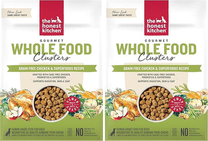 The Honest Kitchen Whole Food Clusters Grain Free Chicken Dry Dog Food, 1 lb Trial Pouch (Pack of 2)