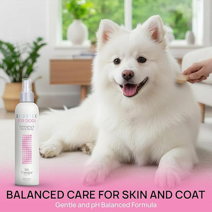 BioSilk for Dogs Detangling Spray with Shine Support, Lightweight Leave in Grooming Mist That Helps Smooth Coats, Detangle, and Add Shine Without Buildup, 8 Fl Oz - 2 Pack