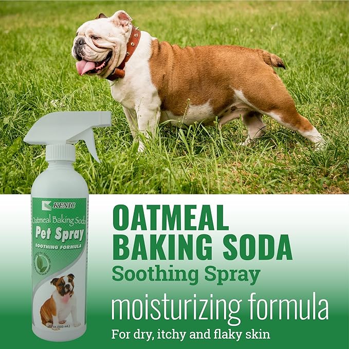 Kenic Oatmeal & Baking Soda Anti-Itch & Odor Control Spray for Dogs & Cats, Deodorizes & Soothes Coat & Skin, Made in USA