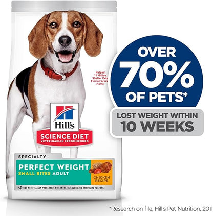 Hill's Science Diet Adult Perfect Weight Small Bites Dry Dog Food, Chicken, 25 lb. Bag