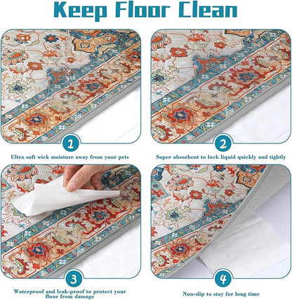 NOYAL Bohemian Washable Dog Pee Pads - Super Absorbent Reusable Puppy Training Pads with Stylish Prints | 100% Waterproof, Leak-Proof & Non-Slip Pet Housebreaking Pads for Indoor 2 Packs