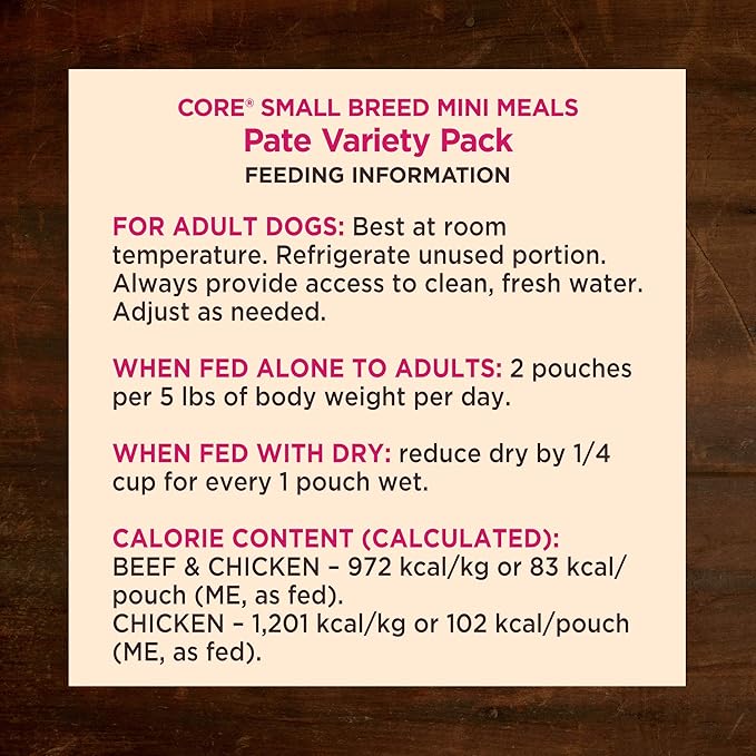 Wellness CORE Small Breed Mini Meals Pate Variety Pack Adult Wet Dog Food, Grain Free, Natural, 3 oz, Pack of 12