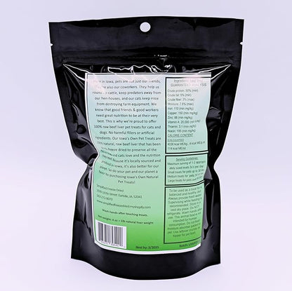 100% USA Freeze Dried Beef Liver Treats for Dogs and Cats – 100% Natural - Single Ingredient – High Protein Snack – All Breeds – Made in USA – 4oz Bag (Regular size pieces for dogs over 15 lbs)