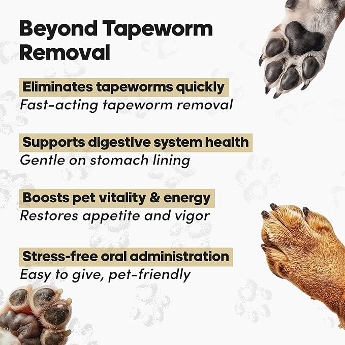 No More Tapeworms in Cats and Dogs- Dewormer for Cats and Dewormer for Dogs - Chicken Flavour with 3ml Dropper (60ml)