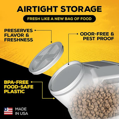 Vittles Vault Traditional Pet Food Storage Container For Dog Kibbles/Bird Seed/Oatmeal/Rice/Flour/Cereal, BPA Free Plastic, Sealed Airtight For Cat Food, Up To 80 lb, Made in USA, With Scoop, Gray