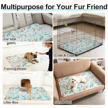 BEAUTYZOO Reusable Puppy Pads,Washable Pee Pads for Dogs,Non Slip Wee Wee Pad for Potty Training,Thick Heavy Absorbent Underpads for Playpen,Bed,Sofa,Crate,Whelping,Travel & Outdoor Spring, 24" x 36"