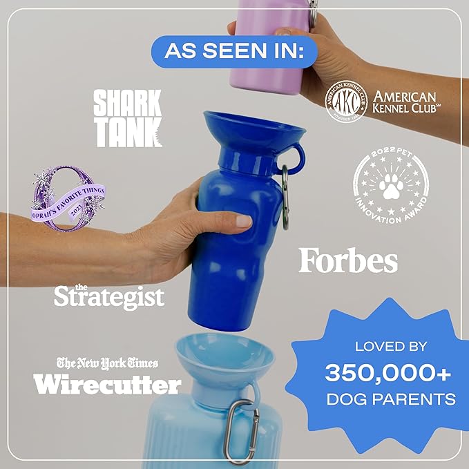 Springer Dog Water Bottle | Portable Travel Water Bottle Dispenser For Dogs - As Seen on Shark Tank | Patented, Leak-Proof Bottles Fill Bowl With Water - Ideal for Walking | BPA-Free 44oz Gray
