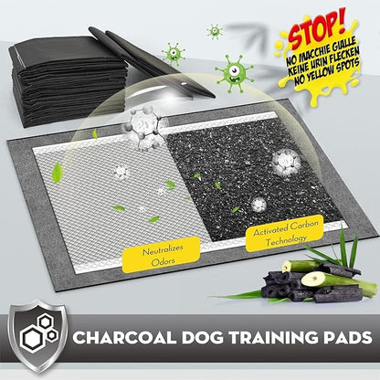 CROCI Potty Pads for Dogs XXL 30x36in, Charcoal Pet Pee Pads Odor-Control & Super Absorbent Up to 10 Cups, 6-Layer Quick Dry & Leak-Proof with Adhesive Tabs, Disposable (40 Counts)