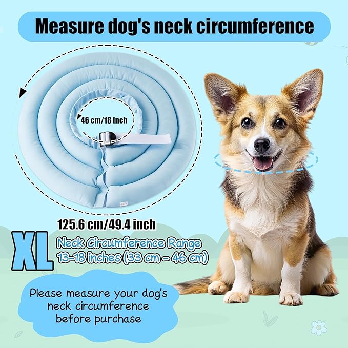 Soft Dog Cone Collar - Adjustable Recovery Cone for Large Dogs After Surgery to Stop Licking, Waterproof Elizabethan Protective Neck Donut Collar Alternative for Pet (Blue, XL)