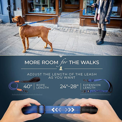 SparklyPets - Heavy Duty Bungee Rope Leash for Large and Medium Dogs - No Pull, Shock Absorber Long Dog Training Lead - No Slip Reflective Line for Outside (5.5 Ft Bungee Leash)
