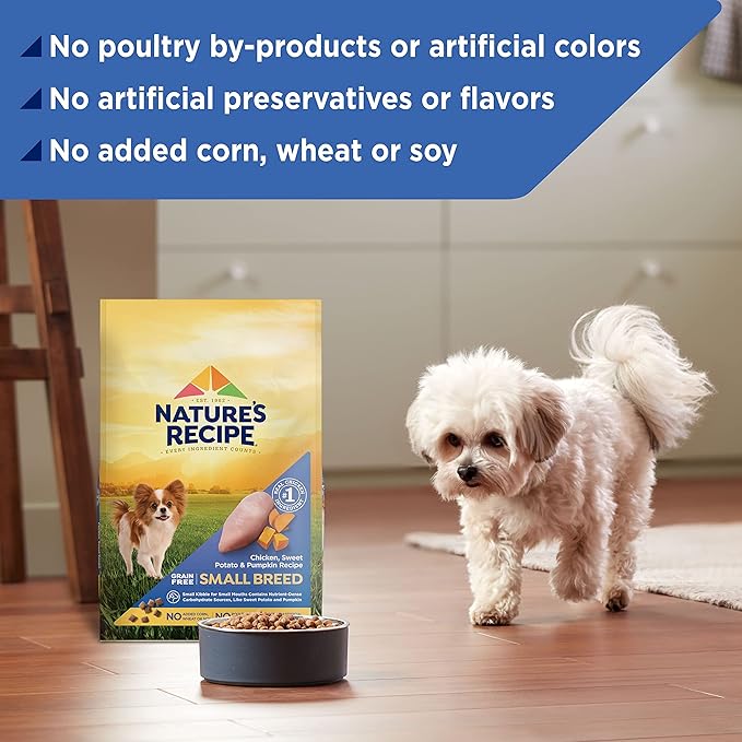 Nature's Recipe Grain Free Dog Food, Chicken | Small Breed | Sweet Potato & Pumpkin | 4 lb Bag | Pack of 2