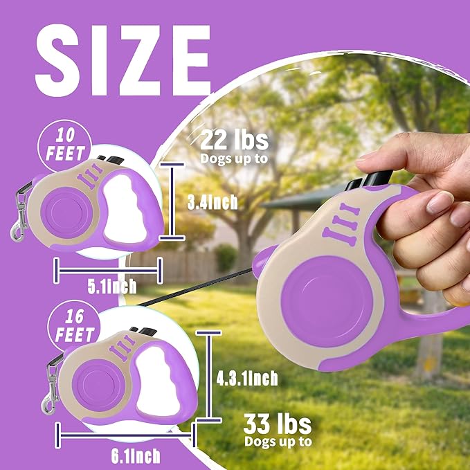 Retractable Dog Leash Automatic Telescopic Tractor Dog Tape, Pet Tape 10/16 FT Durable and Convenient, with Non-Slip Handle, Suitable for Small and Medium-Sized Dogs