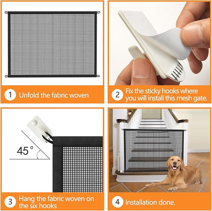 2-Pack Dog Gate for Stairs Pet Gates for The House: Dogs Screen Mesh Gate for Doorways Stairways Indoor 29 inch Tall, 34 inch Wide, Fits Openings 28'' to 31'' Wide
