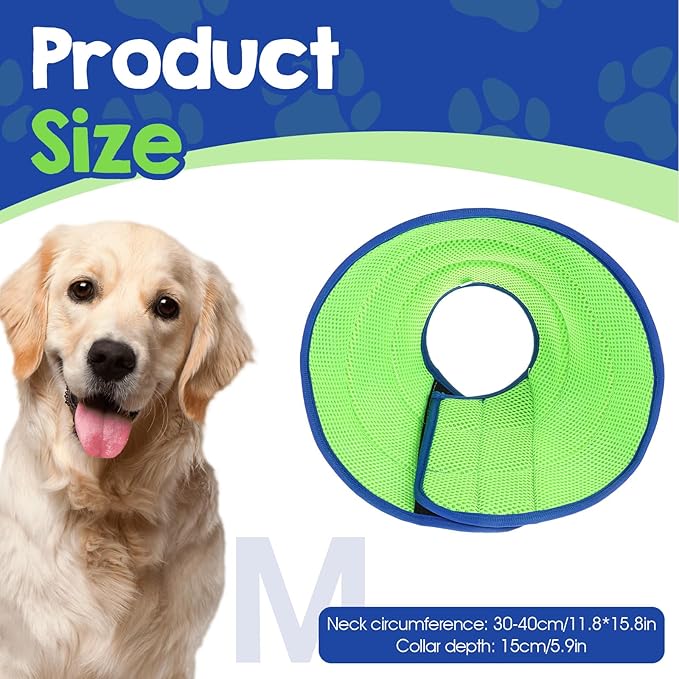 Soft Cone Collar for Dogs (Size M), Adjustable Breathable E-Collar for Mild Care, Fits Neck 11.8-15in (30-38cm), Post-Surgery Recovery for Small to Medium Dogs