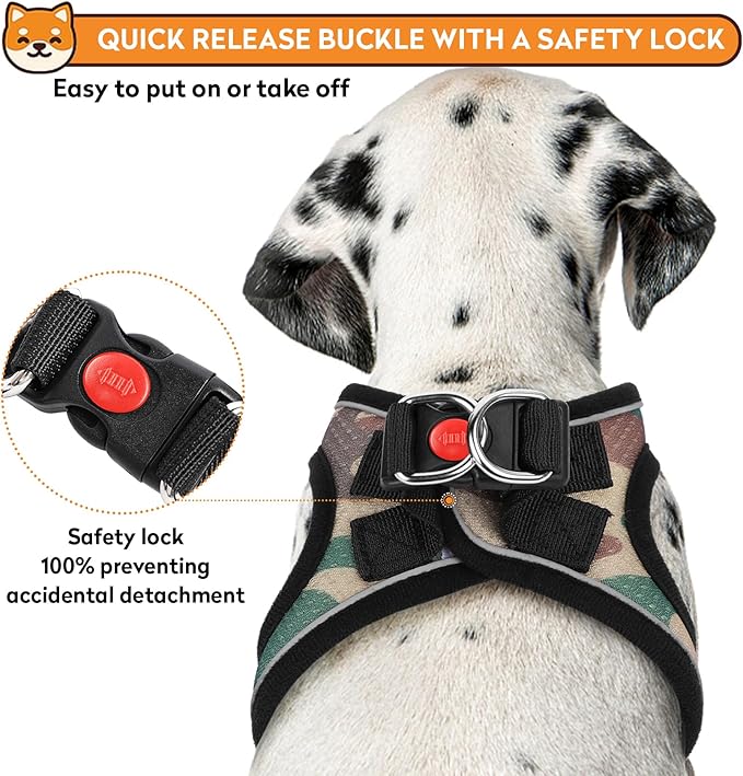 Dog Harness with Leash Set, No-Pull Step-in Reflective Pet Harness with 1 Leash Clips, Adjustable Soft Padded Easy Walk Dog Vest for Small Medium Large Dogs, Cats(Camouflage, XXXSmall)