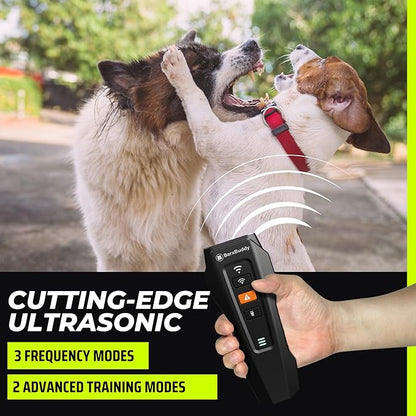 BarxBuddy 2nd Gen Dog Bark Deterrent Devices | Long Range Ultrasonic | Bark Collar Alternative | Dog Training Indoor/Outdoor | Rechargeable Anti Bark Device for Dogs (Black)
