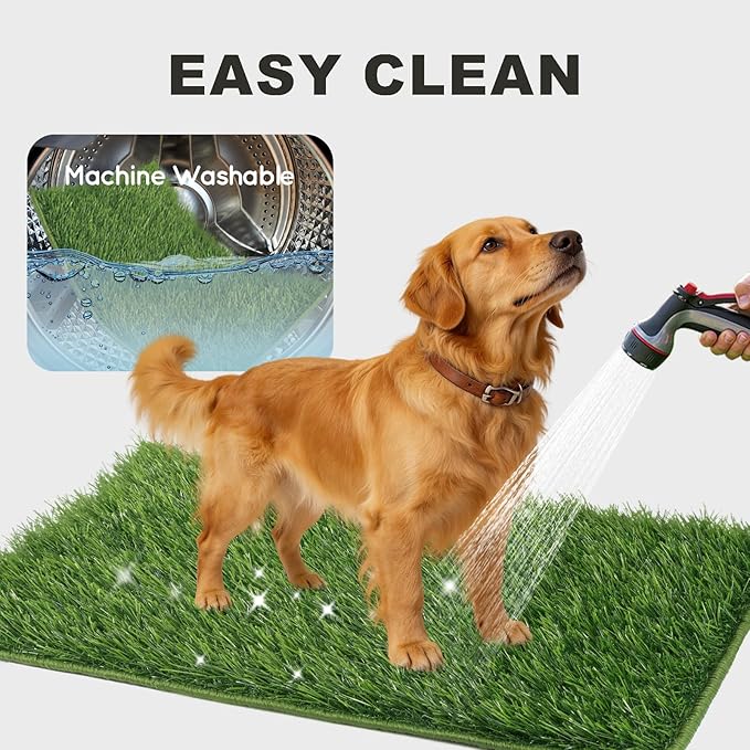 HQ4US 4LEGS Dog Grass Pad with Tray Foldable Dog Litter Box High Walls, Odor Free Artificial Grass for Dogs Potty, Pee Pad Holder, Seamless, No Assembly, Waterproof, Easy Clean, Portable for Travel