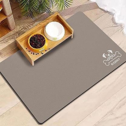 18"×30" Brown Absorbent Dog Mat for Food and Water Bowl- Quick Dry Durable Feeding Mat for Dog and Cat Easy Cleaning Pet Supplies for Messy Pets