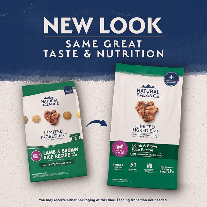 Natural Balance Limited Ingredient Small-Breed Adult Dry Dog Food with Healthy Grains, Lamb & Brown Rice Recipe, 4 Pound (Pack of 1)